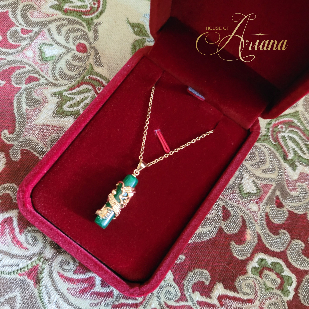 Jade Dragon Power Pillar Necklace (High Quality Imperial Jade)
