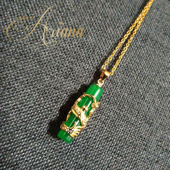 Jade Dragon Power Pillar Necklace (High Quality Imperial Jade)