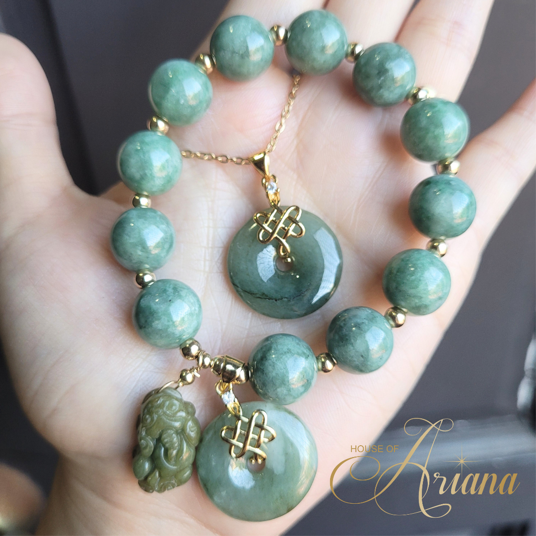 High Quality Jade Mystic Knot Bracelet and Necklace Set