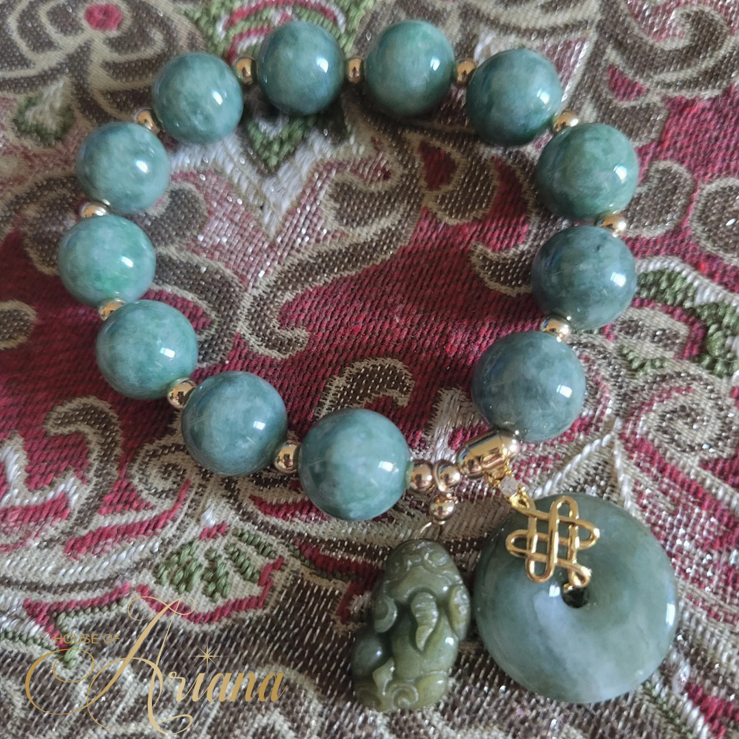 High Quality Jade Mystic Knot Bracelet and Necklace Set