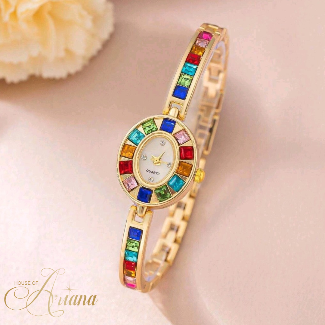 Faelisha Multicolored Zirconia Watch and Jewelry Set