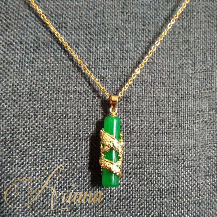 Jade Dragon Power Pillar Necklace (High Quality Imperial Jade)